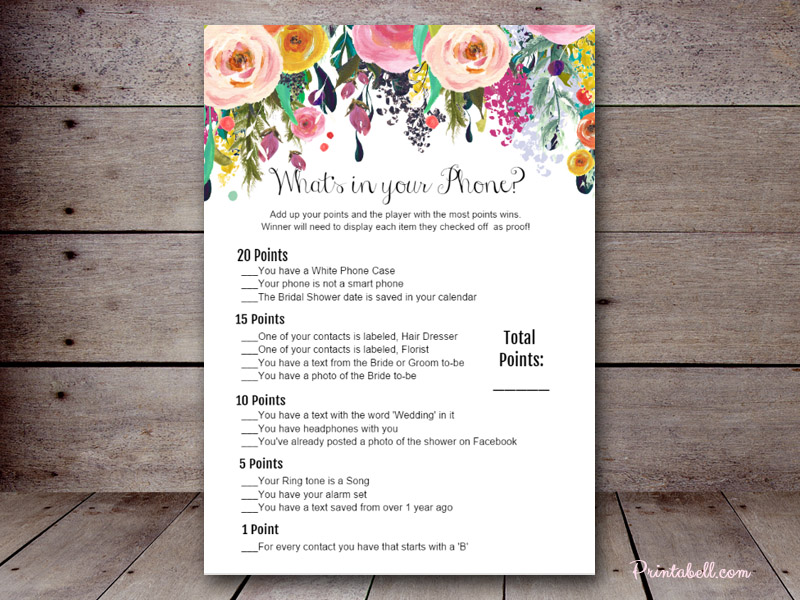 bridal what s in your phone printabell create bridal what s in your phone printabell create
