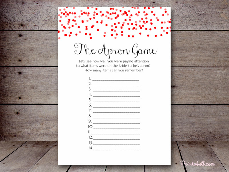 The Apron Game Printabell • Create
