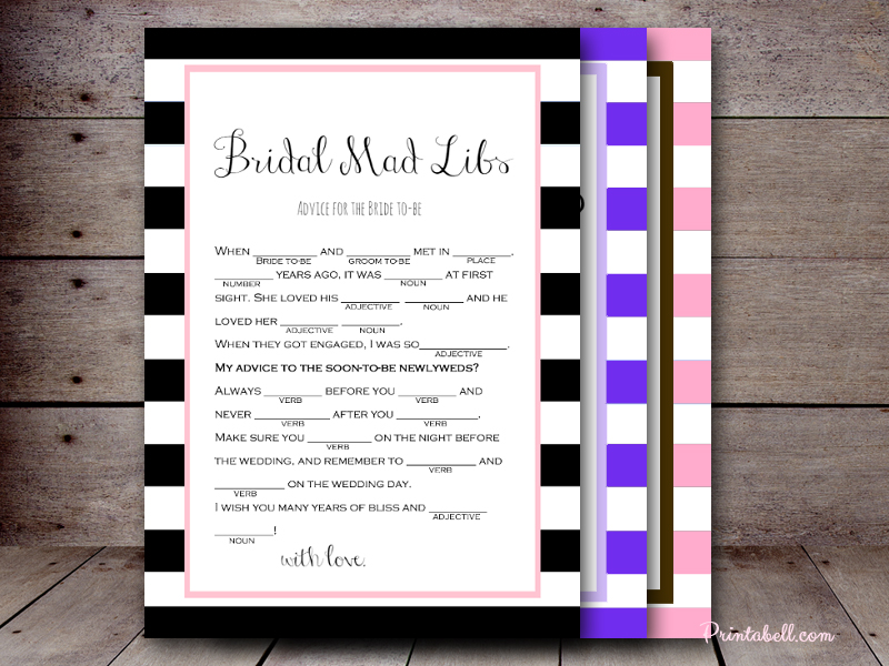 Bridal Mad Libs Printabell • Create