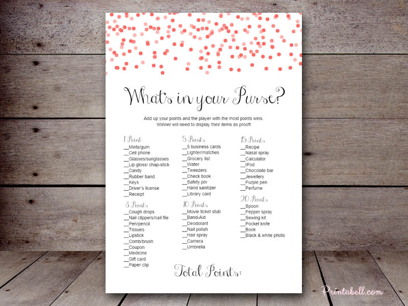 Bridal What S In Your Purse Printabell Create 5 X7 Purse Bs215b Bs215a Use This Template