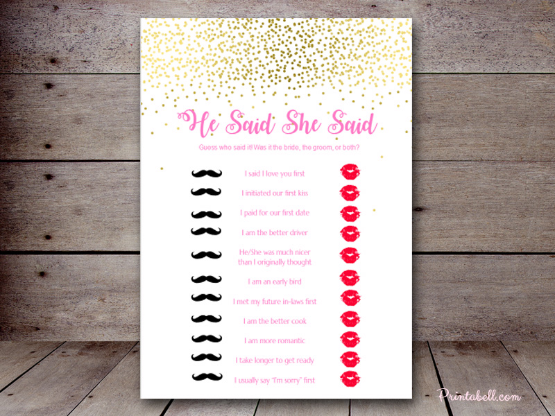 Bridal He Mentioned She Claimed Printabell Develop photograph regarding He Said She Said Bridal Shower Game Free Printable referred to as Bridal He Mentioned She Claimed Printabell Deliver